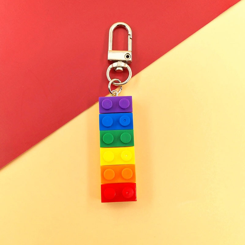 Wholesale Rainbow Building Blocks Acrylic Keychain